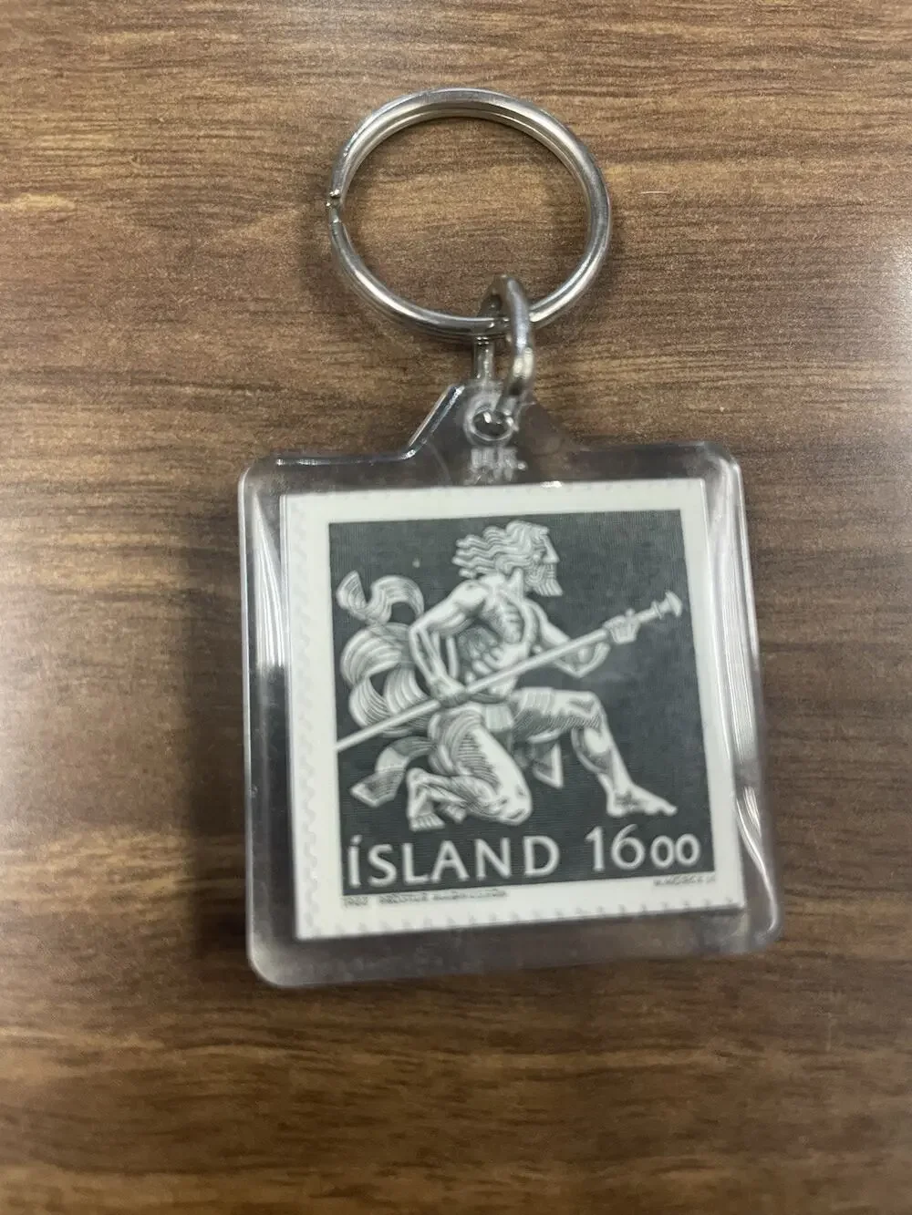 Vintage Iceland Stamp Keychain Island 1600 Postphil Reykjavik Souvenir